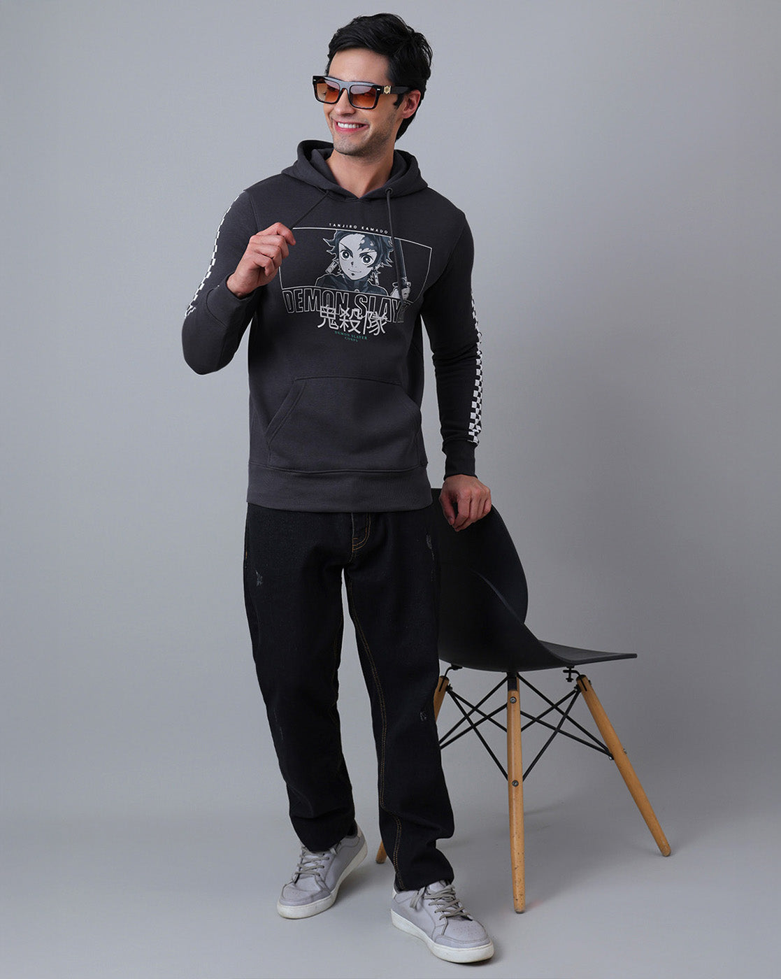 Demon Slayer Printed Regular Fit Hoodie For Men