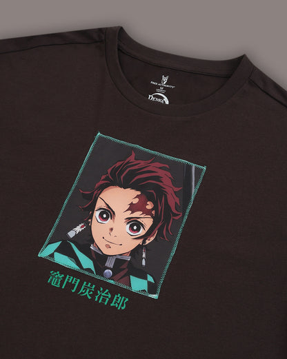 Demon Slayer Tanjiro Brown Oversized Tshirt  Men