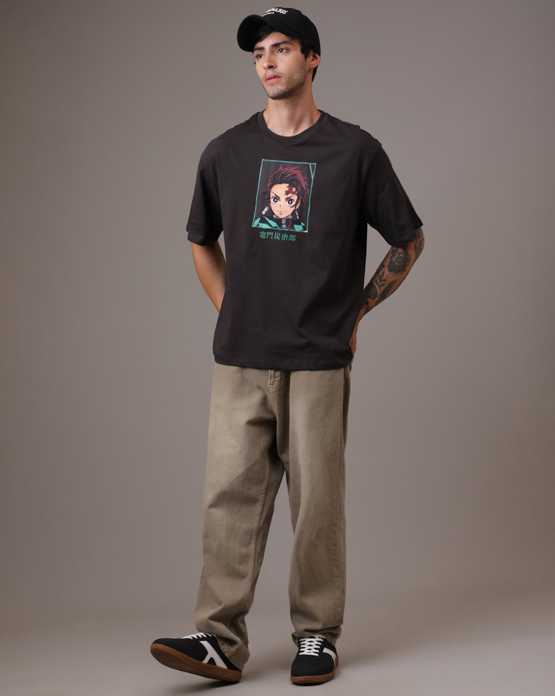 Demon Slayer Tanjiro Brown Oversized Tshirt  Men