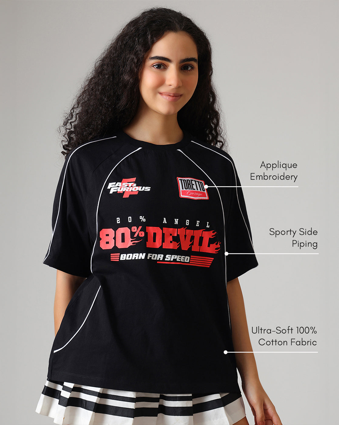 Fast & Furious Printed Oversized Tshirt For Women
