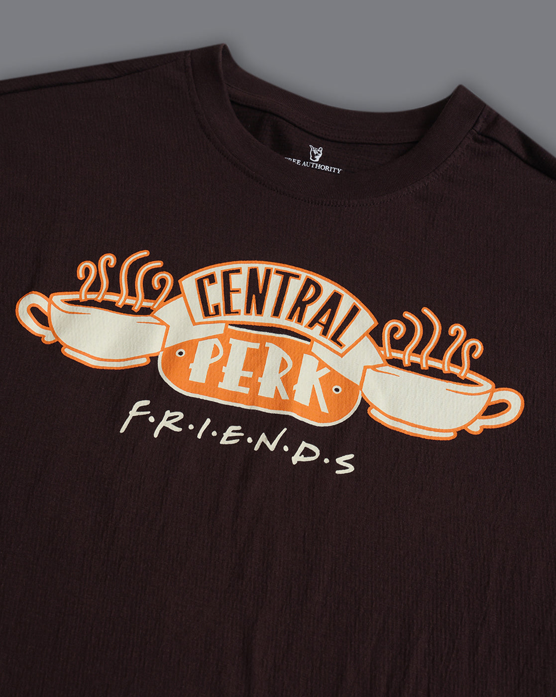 Friends Central Perk Printed Relaxed Fit Crinkle Cotton Tshirt For Men