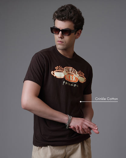 Friends Central Perk  Relaxed Fit Crinkle Cotton Tshirt  Men