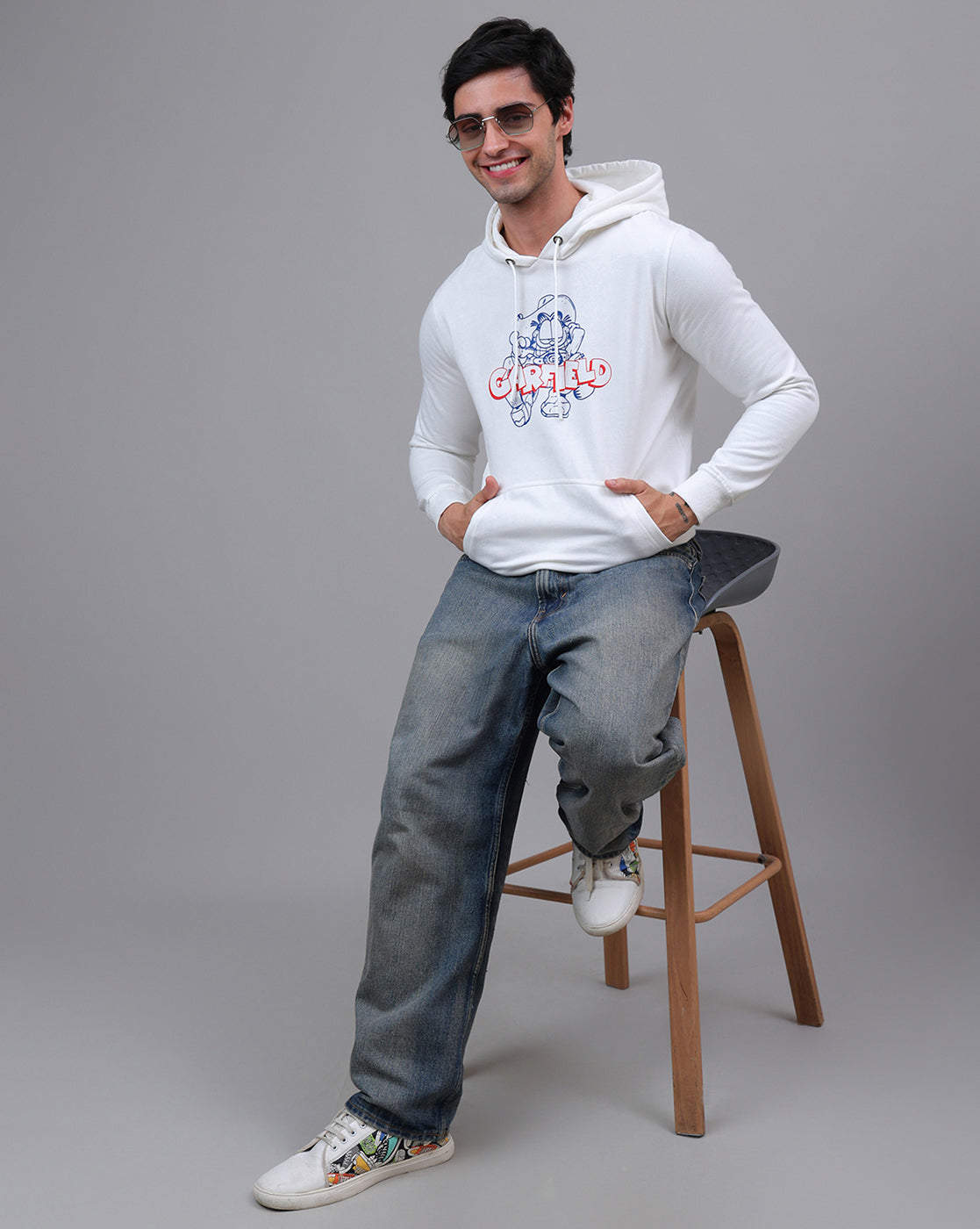 Garfield Printed Regular Fit Hoodie For Men