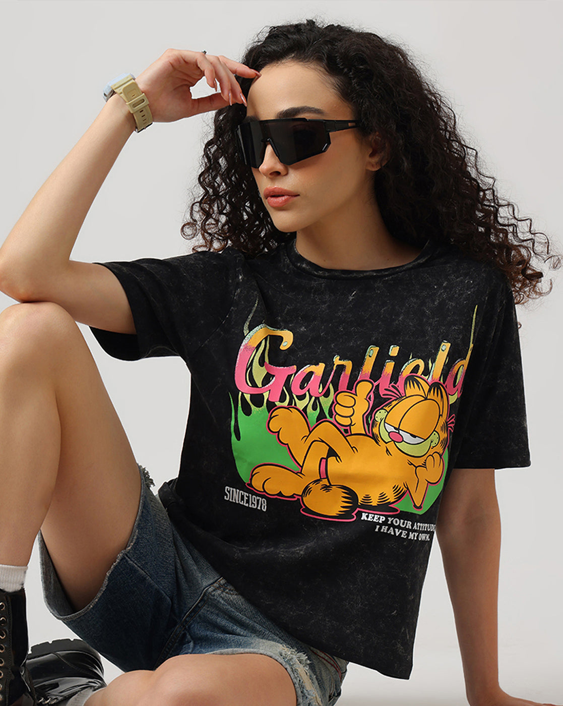 Garfield Acid Wash Regular Fit Tshirt