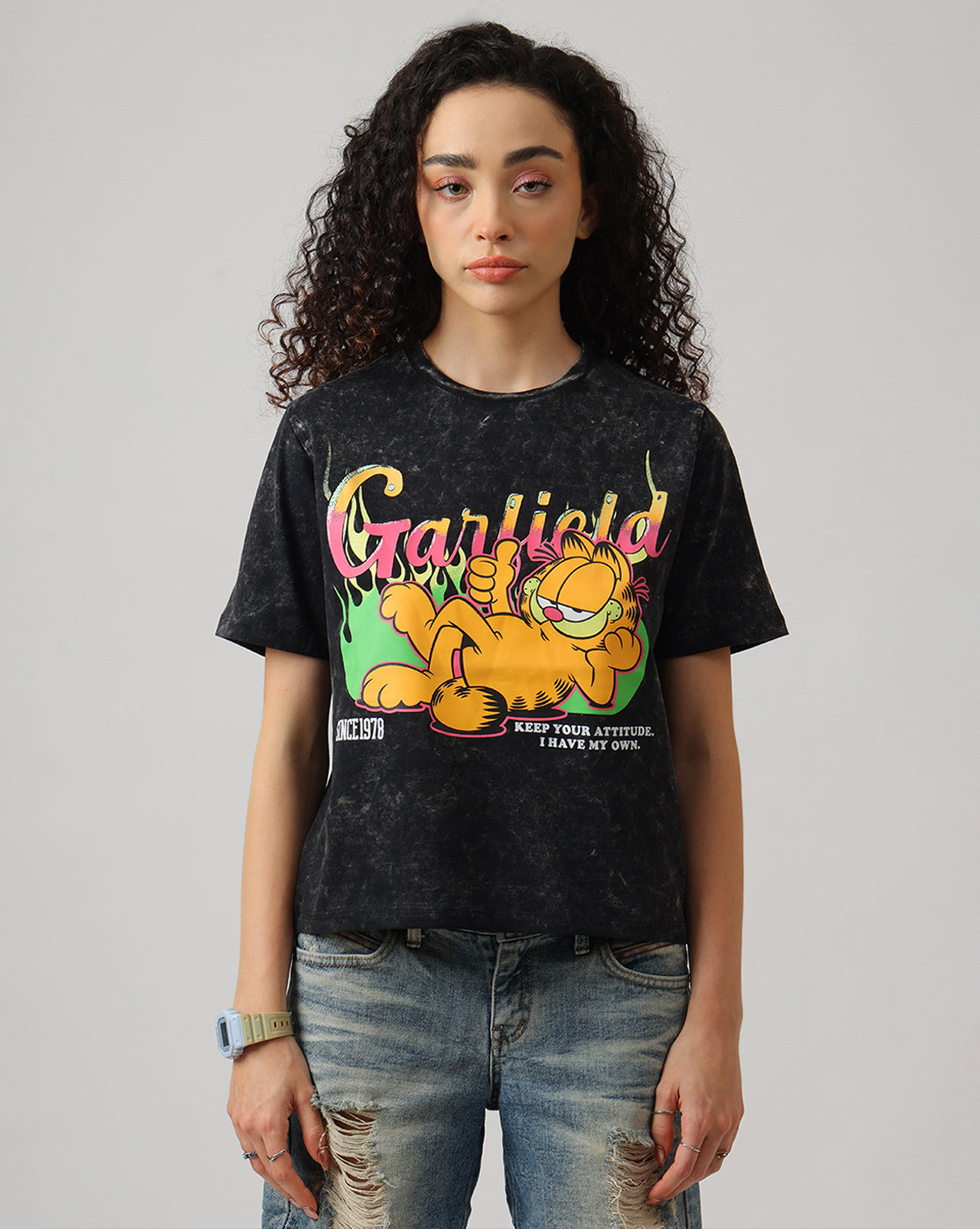 Garfield Acid Wash Regular Fit Tshirt