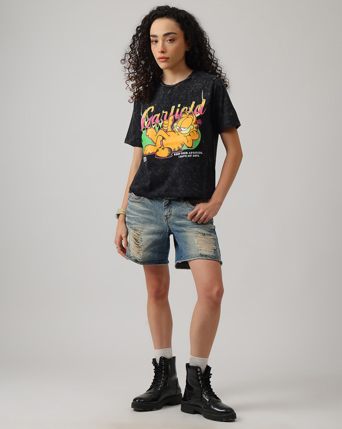 Garfield Acid Wash Regular Fit Tshirt
