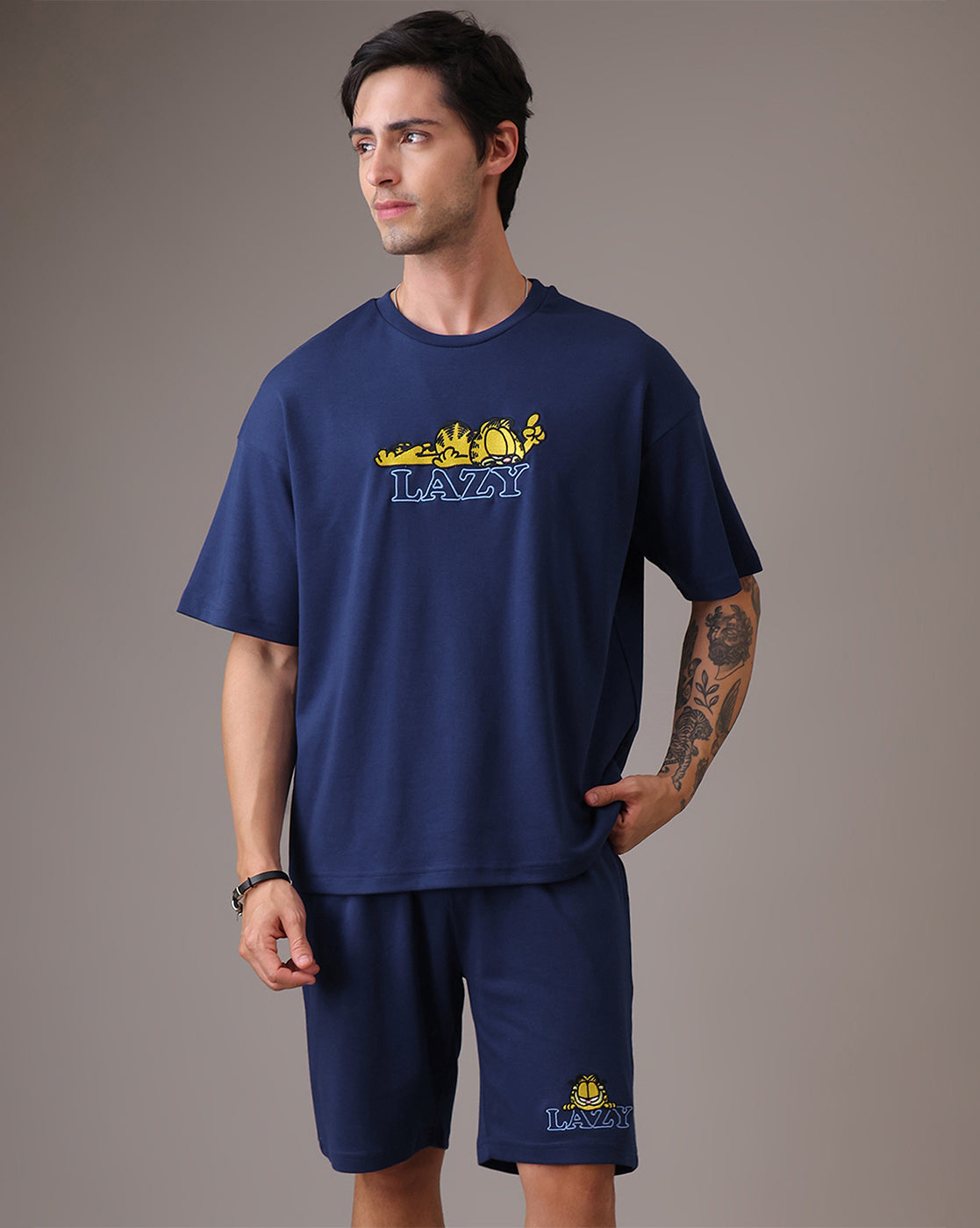 Garfield  Relaxed Fit Tshirt& Shorts Co-Ords Set Men