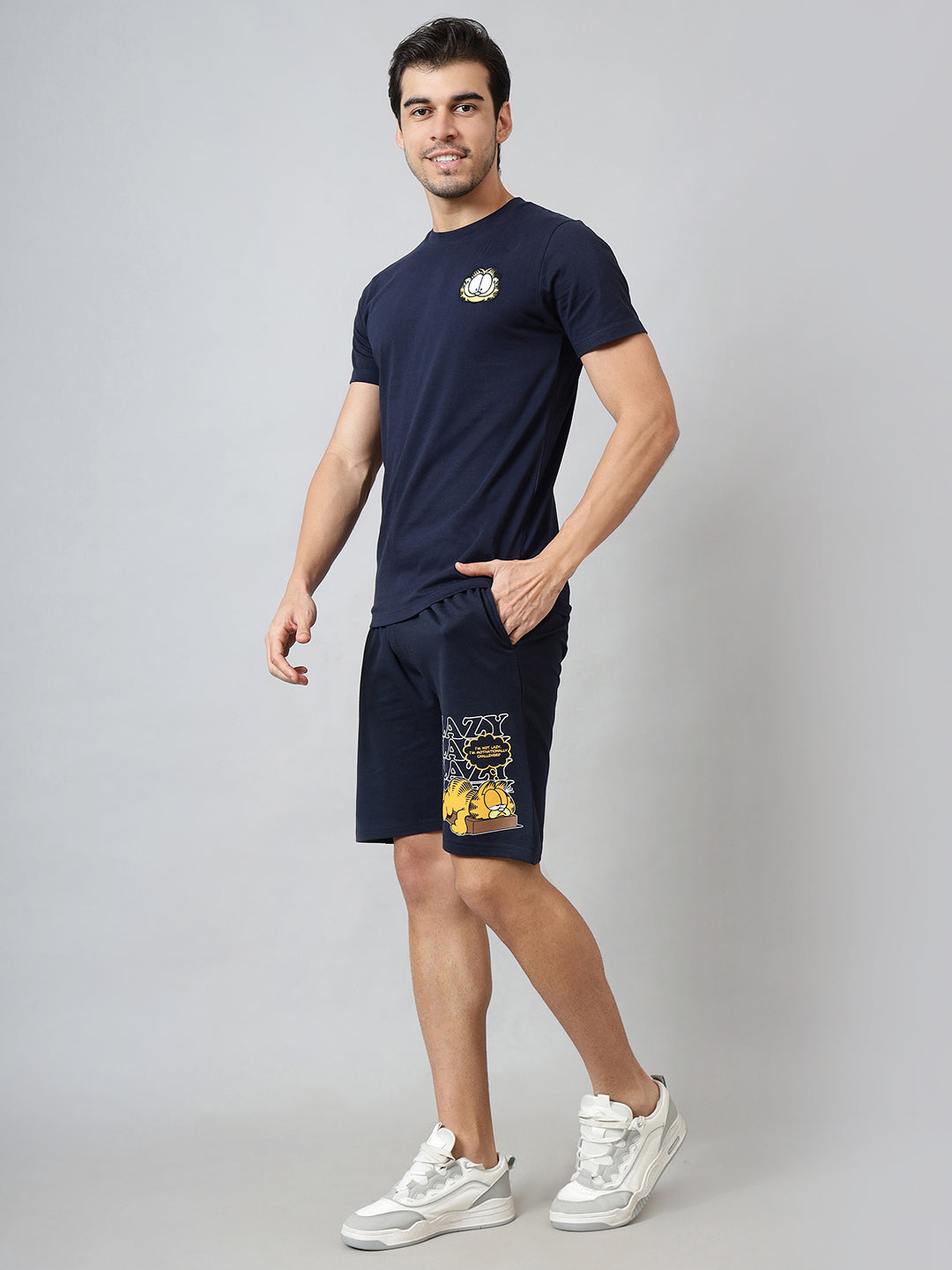 Garfield Printed  T-Shirt & Shorts Co-Ords Set For Men