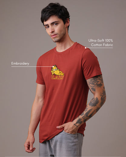Garfield Embroidered Regular Fit Tshirt