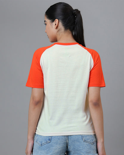 Garfield Embroidered Regular Fit Raglan Sleeves Tshirt  Women
