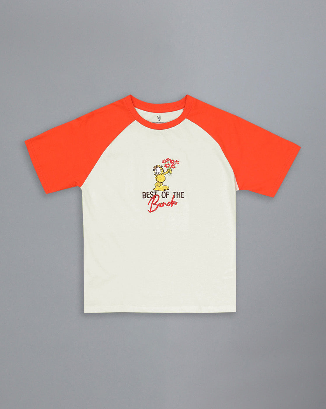 Garfield Embroidered Regular Fit Raglan Sleeves Tshirt For Women