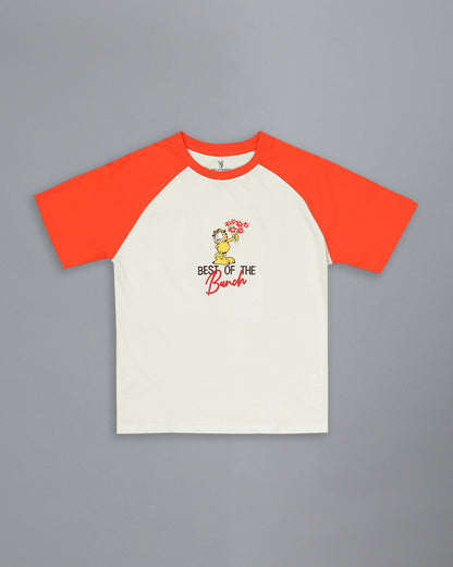 Garfield Embroidered Regular Fit Raglan Sleeves Tshirt  Women