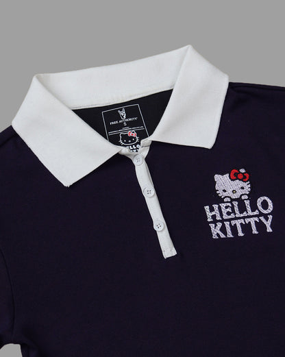 Hello Kitty Embroidered Fitted Polo Tshirt