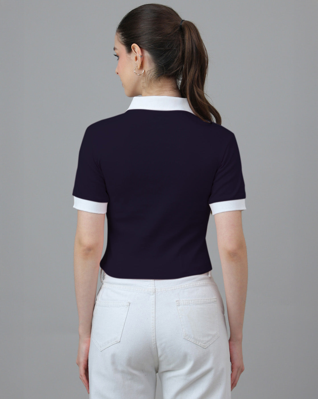 Hello Kitty Printed Regular Cropped Polo-Tshirt For Women