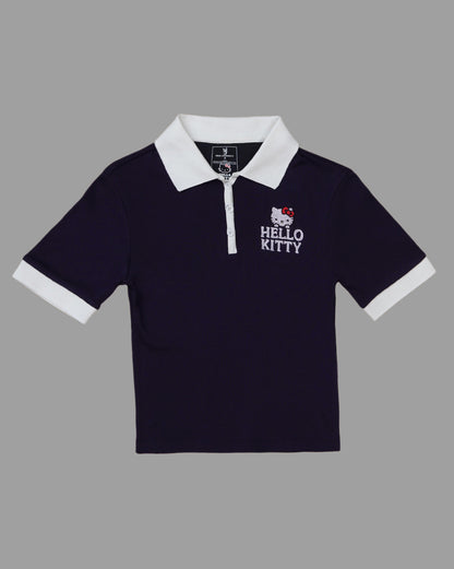 Hello Kitty Embroidered Fitted Polo Tshirt