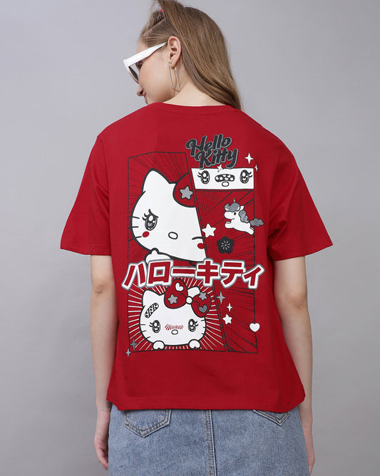 Hello Kitty Printed Oversized Tshirt For Women
