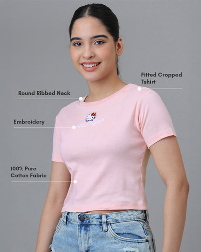 Hello Kitty Embroidered Baby Tee