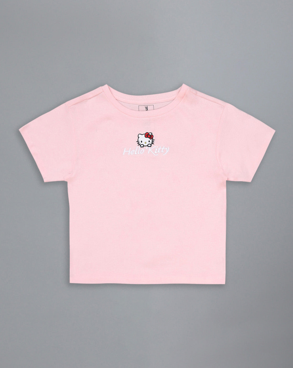 Hello Kitty Embroidered Fitted Cropped Tshirt For Women