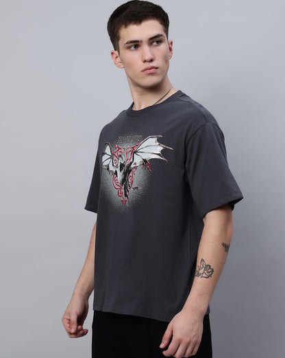 House Of The Dragon Grey Oversized Tshirt Men