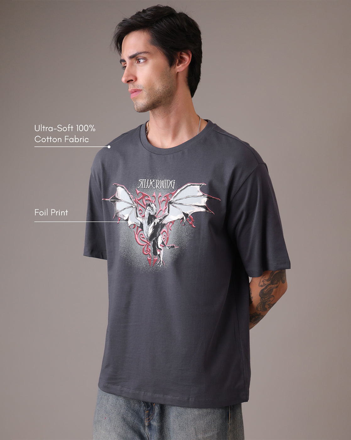 House Of The Dragon Grey Oversized Tshirt Men