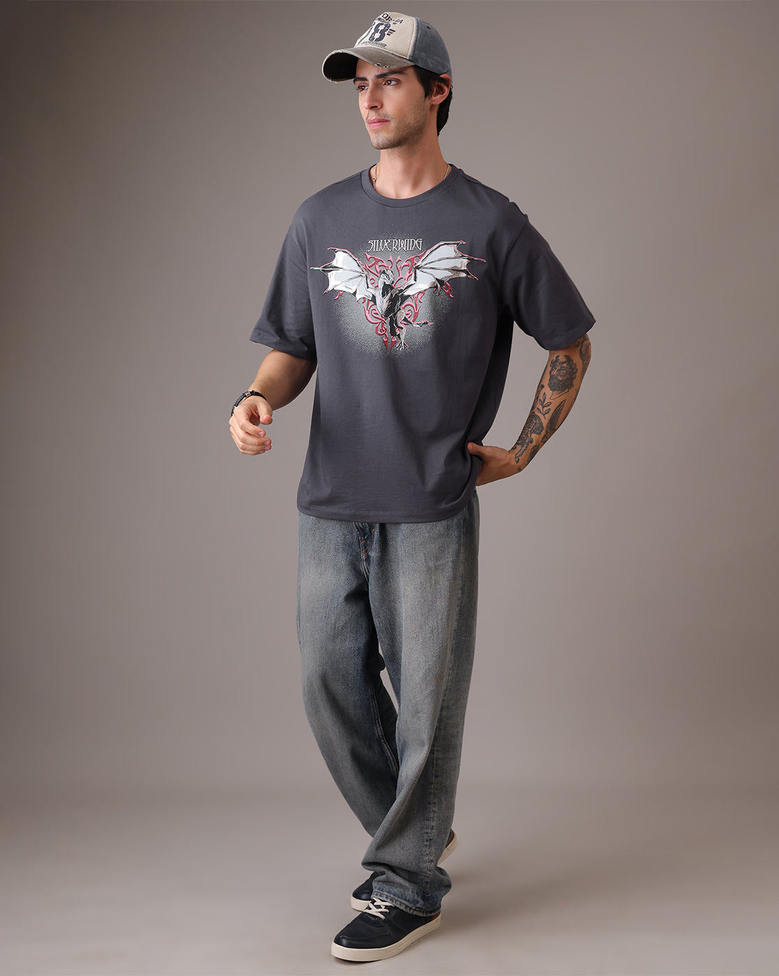 House Of The Dragon Grey Oversized Tshirt Men