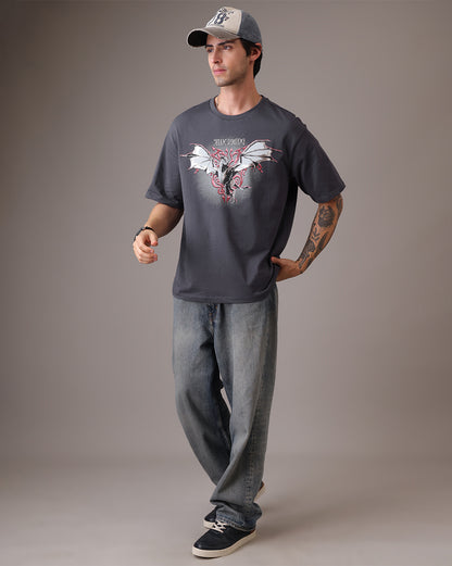 House Of The Dragon Grey Oversized Tshirt Men