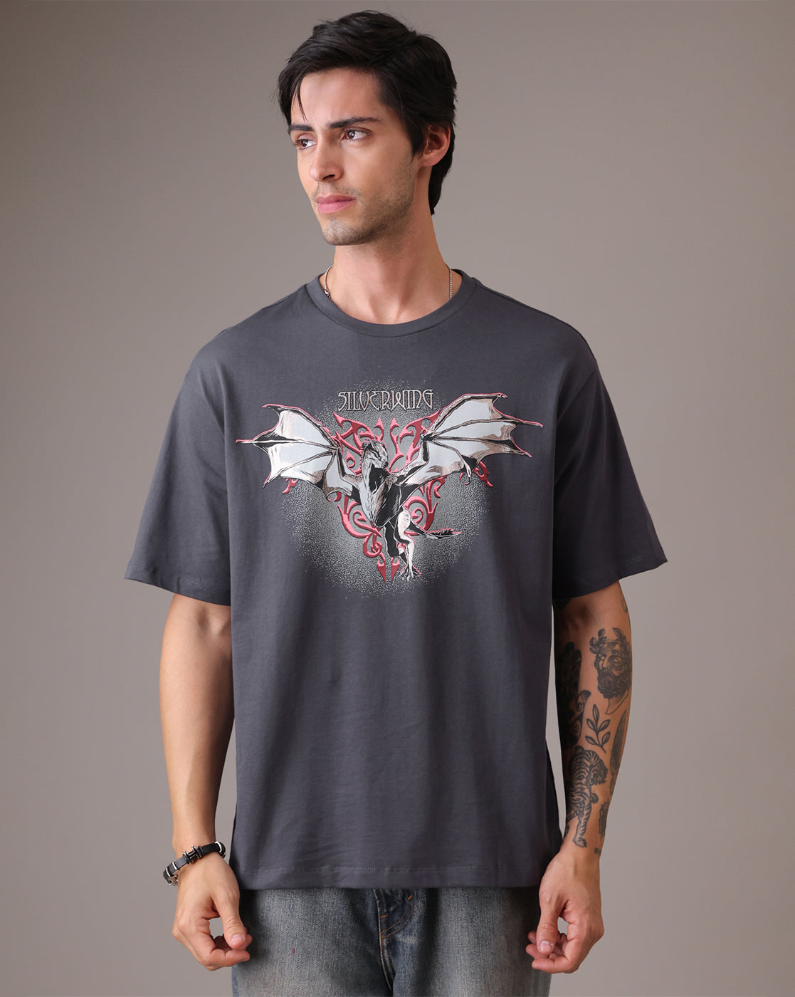 House Of The Dragon Grey Oversized Tshirt Men