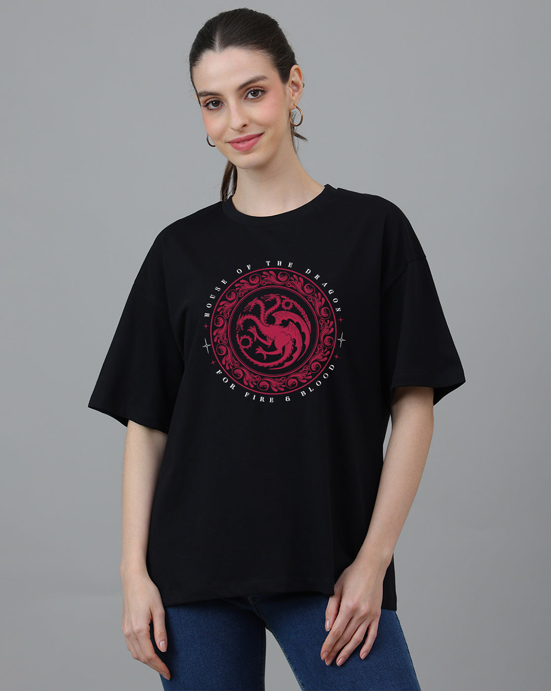House Of Dragon Printed Oversized Tshirt For Women