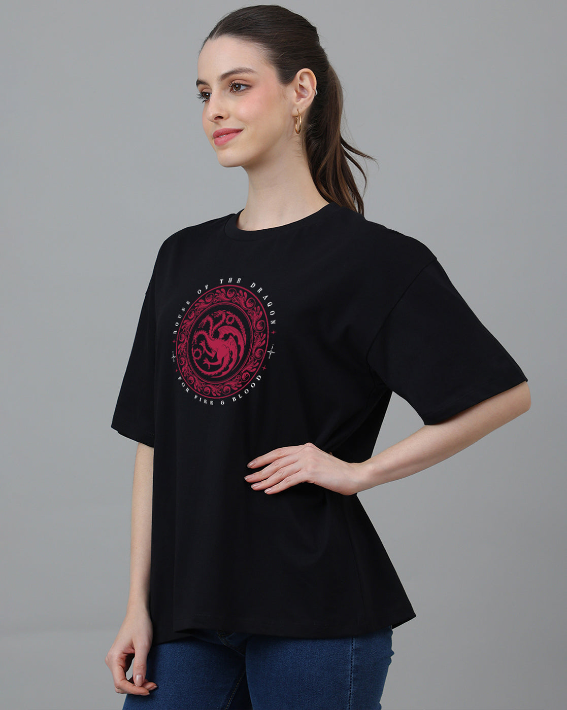 House Of Dragon Printed Oversized Tshirt For Women