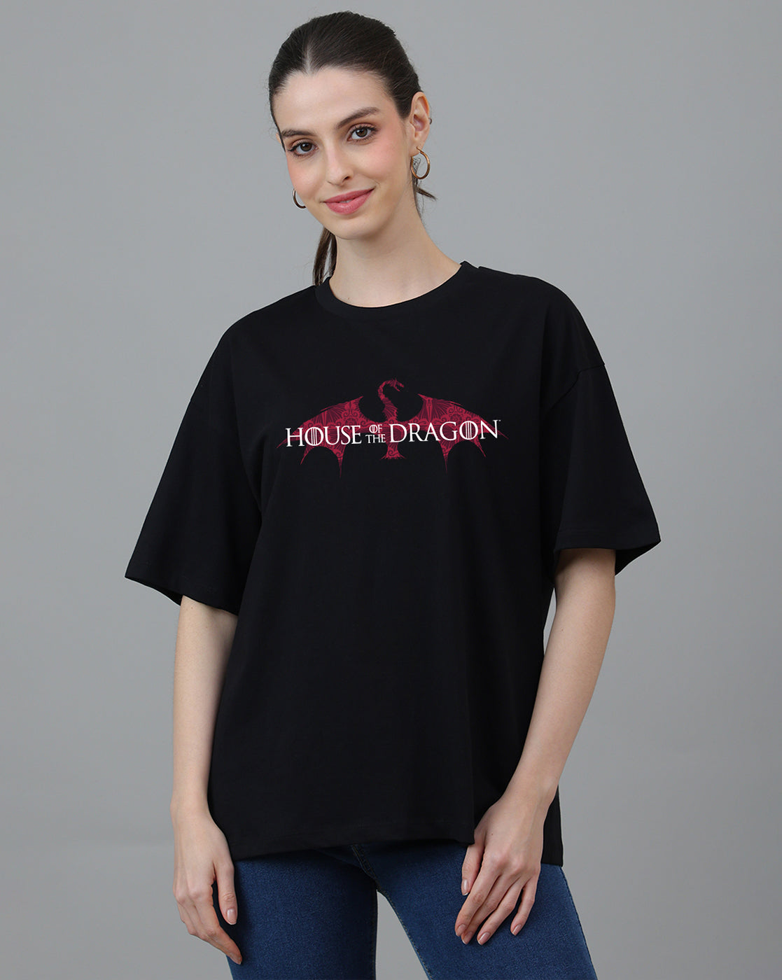 House Of Dragon Printed Oversized Tshirt For Women