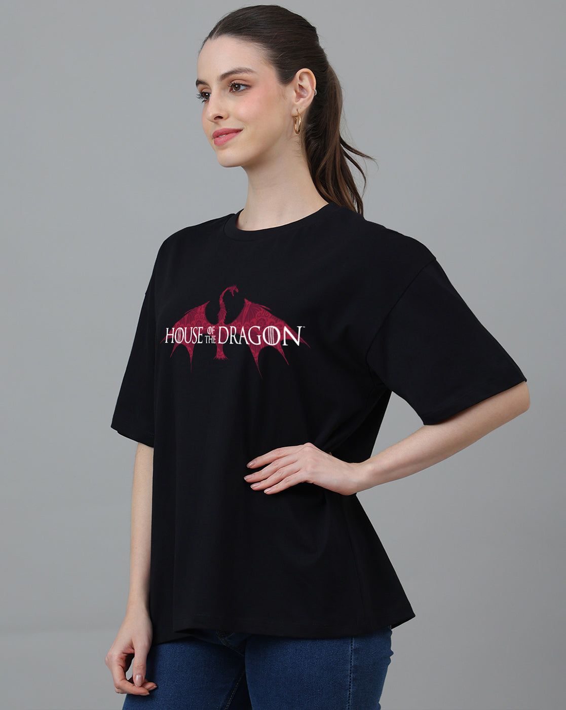 House Of Dragon Printed Oversized Tshirt For Women