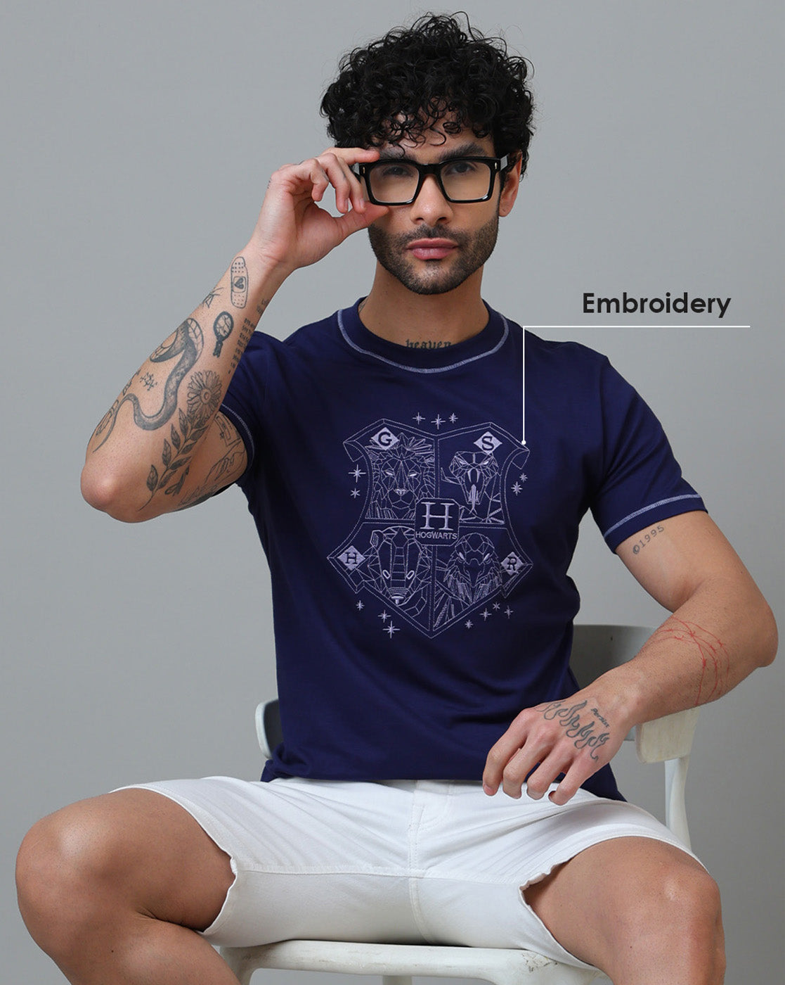 Hogwarts Embroidered Regular Fit Tshirt For Men
