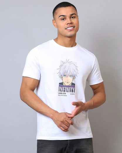Jujutsu Kaisen Satoru Gojo Regular Fit White Tshirt  Men