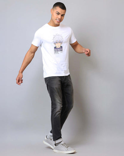 Jujutsu Kaisen Satoru Gojo Regular Fit White Tshirt  Men