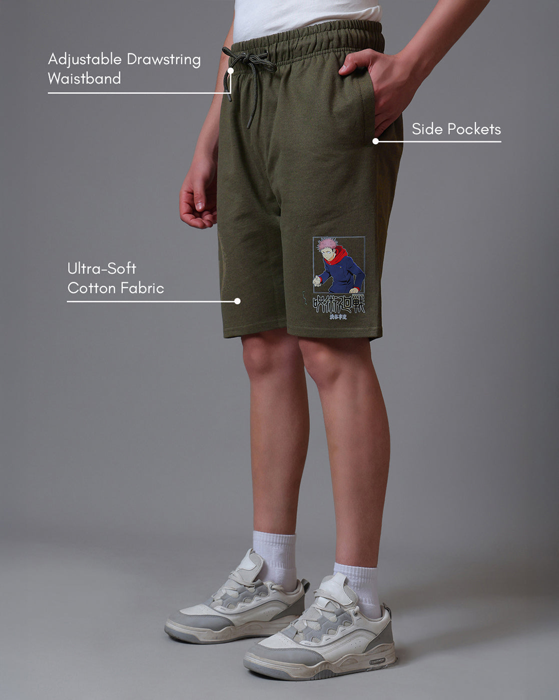Jujutsu Kaisen Yuji Itadori Printed  Regular Fit Shorts For Men