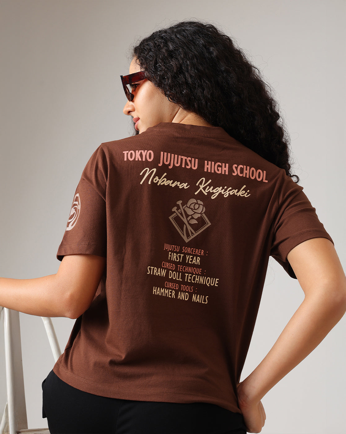 Jujutsu Kaisen Nobara Kugisaki embroidered Relaxed Fit Tshirt For Women