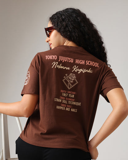 Jujutsu Kaisen Nobara Kugisaki Embroidered Regular Fit Tshirt  Women