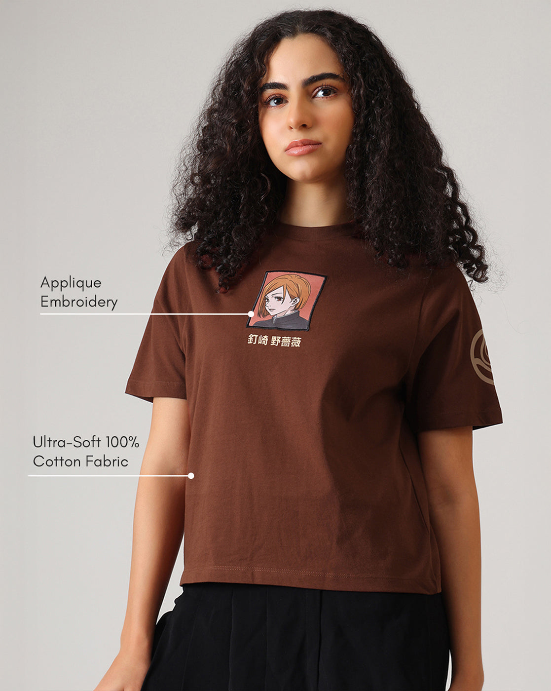 Jujutsu Kaisen Nobara Kugisaki embroidered Relaxed Fit Tshirt For Women