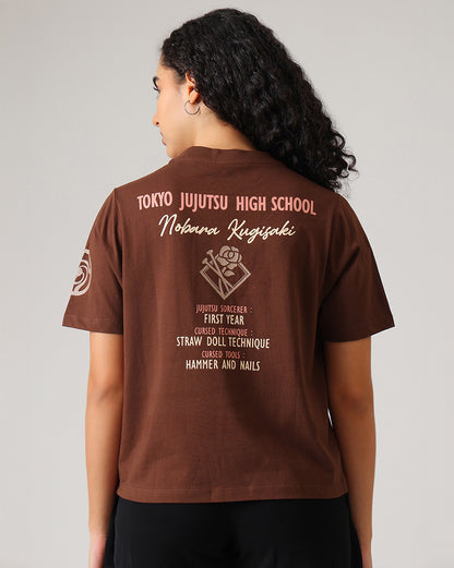 Jujutsu Kaisen Nobara Kugisaki Embroidered Regular Fit Tshirt  Women