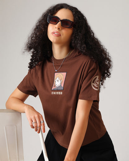 Jujutsu Kaisen Nobara Kugisaki Embroidered Regular Fit Tshirt  Women