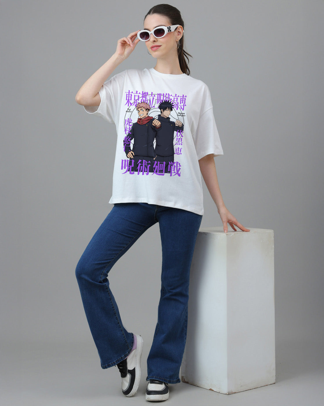 Yuji Itadori & Megumi Fushiguro Printed Oversized Tshirt For Women