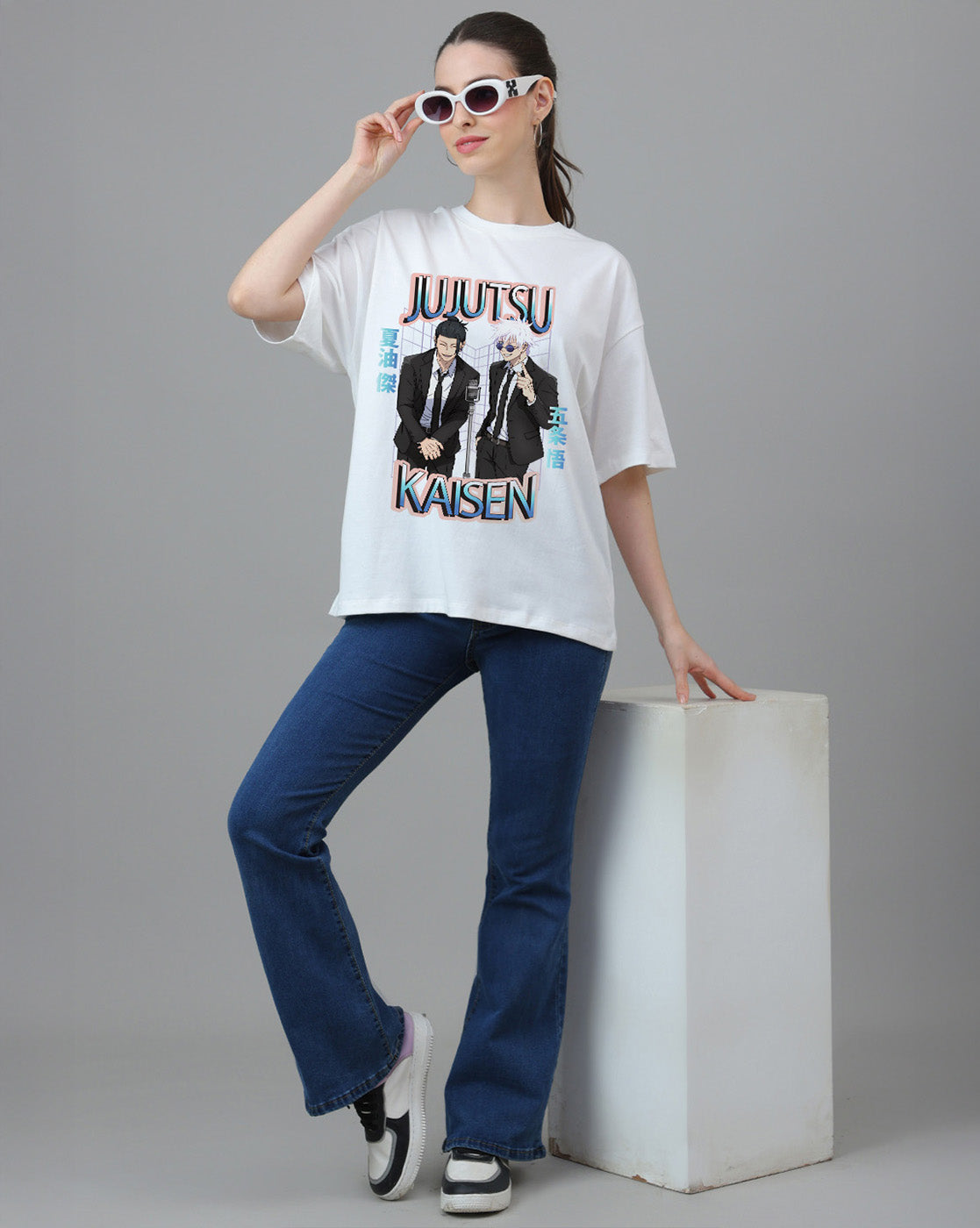 Satoru Gojo & Suguru Geto Printed Oversized Tshirt For Women