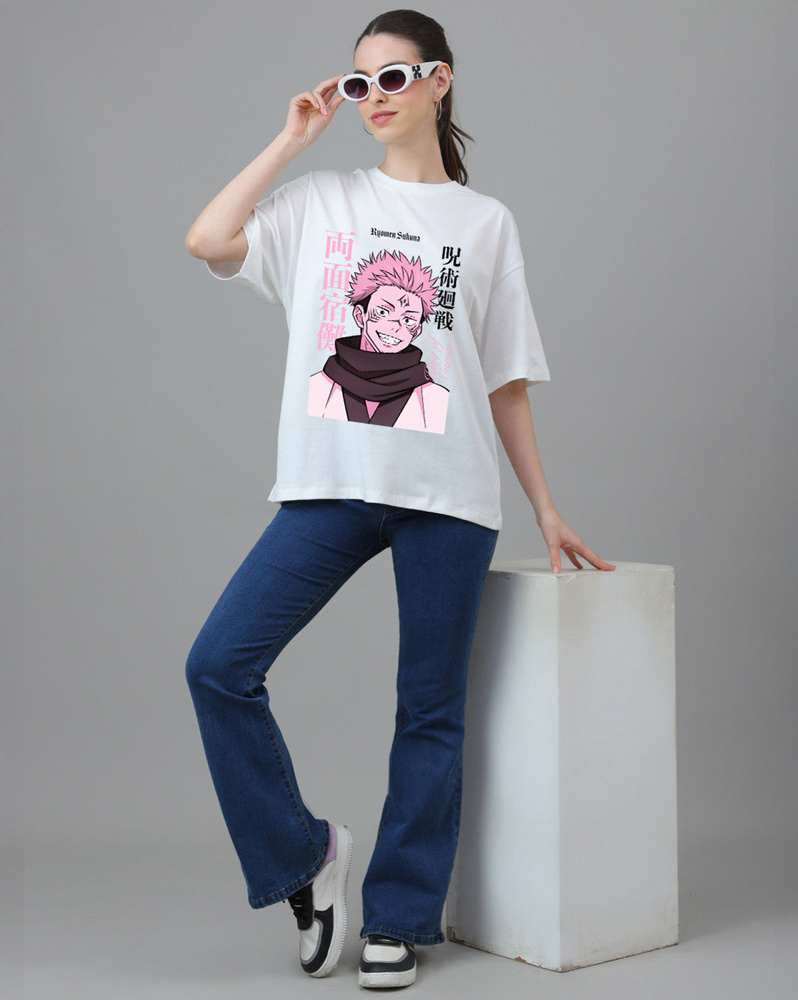 Ryomen Sukuna Printed Oversized Tshirt For Women
