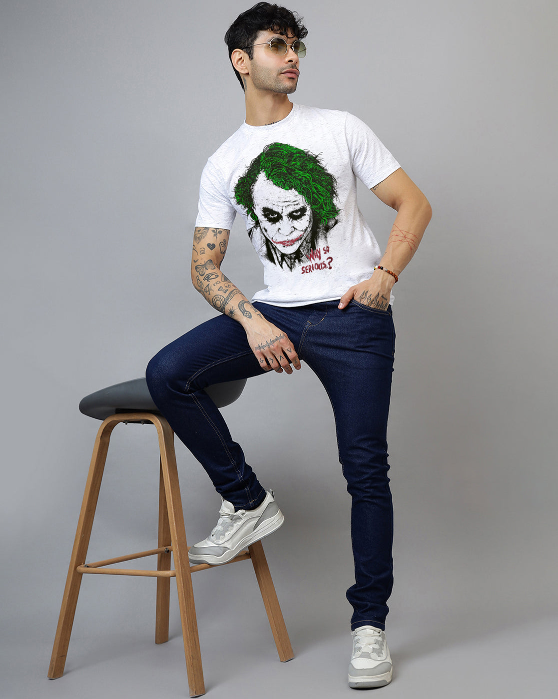 Joker Regular Fit Round Neck White Tshirt For Young Men