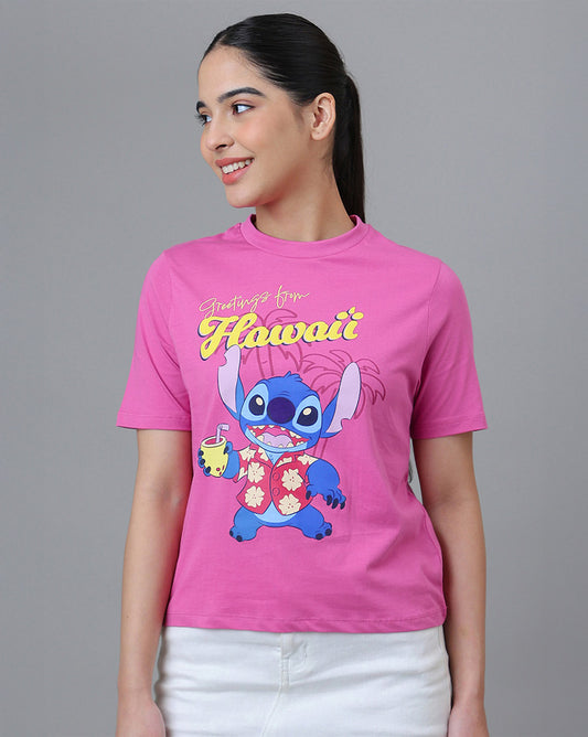 Lilo & Stitch Printed Regular Fit Tshirt For Women