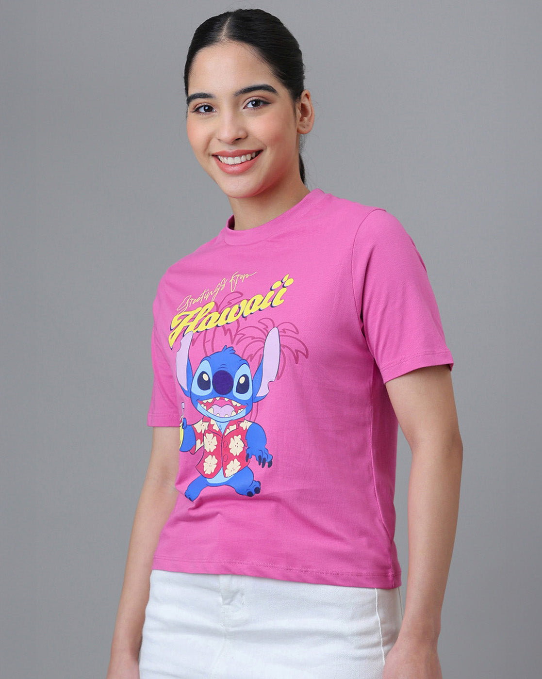 Lilo & Stitch Printed Regular Fit Tshirt For Women