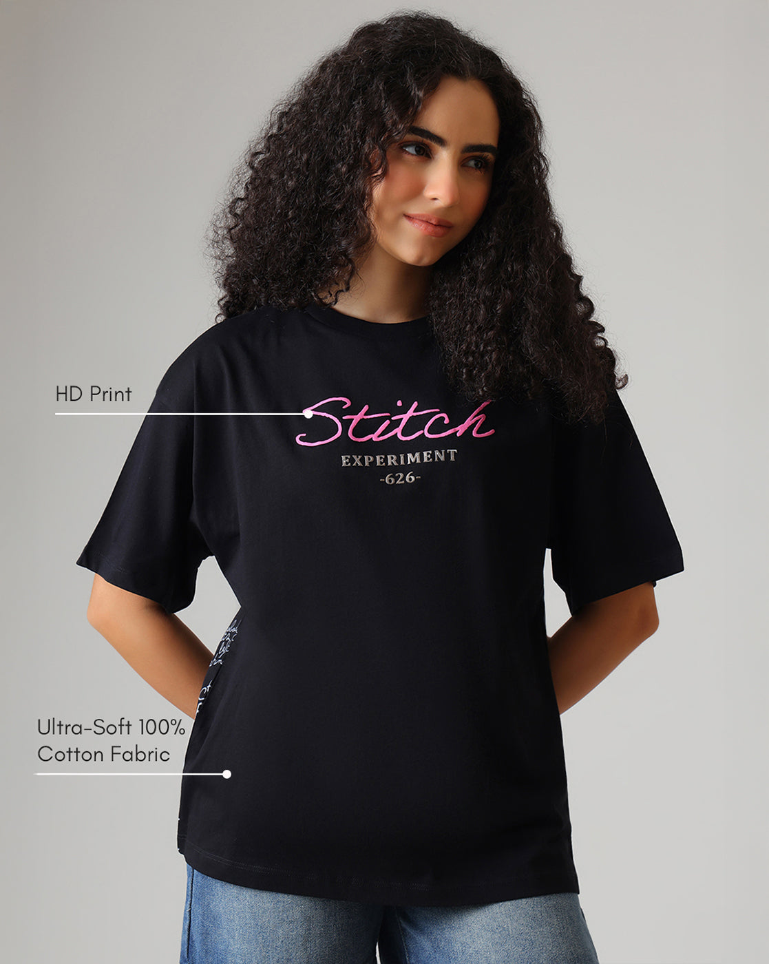 Lilo & Stitch Printed Oversized Tshirt For Women