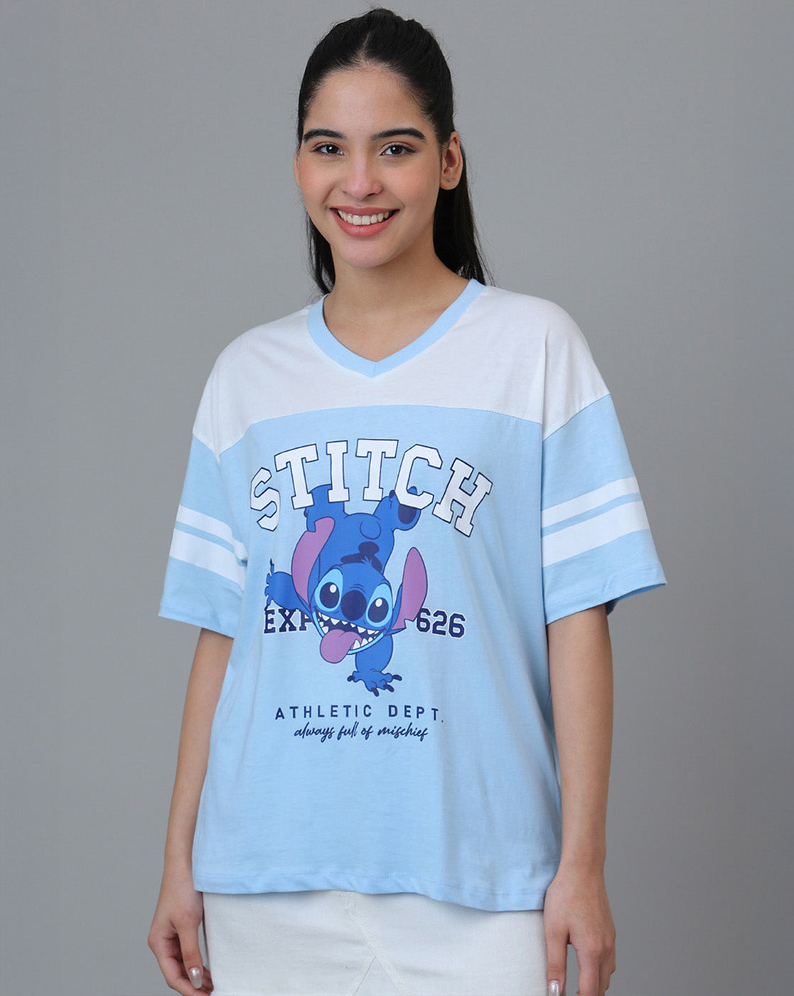 Lilo & Stitch Printed Oversized Tshirt For Women