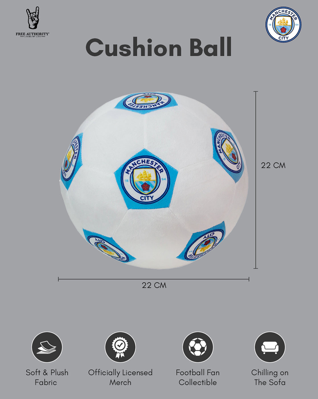 Official Manchester City F.C. Cushion Football