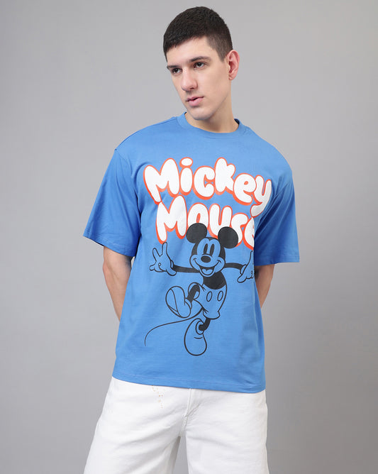 Mickey Mouse Blue Oversized Tshirt Men